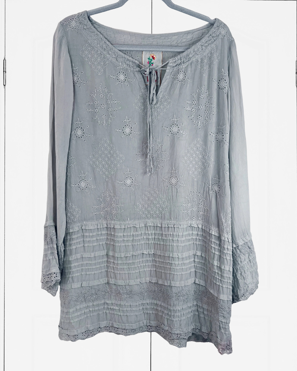 The SHEER Johnny Was Embroidered Long Sleeve Tunic Dress